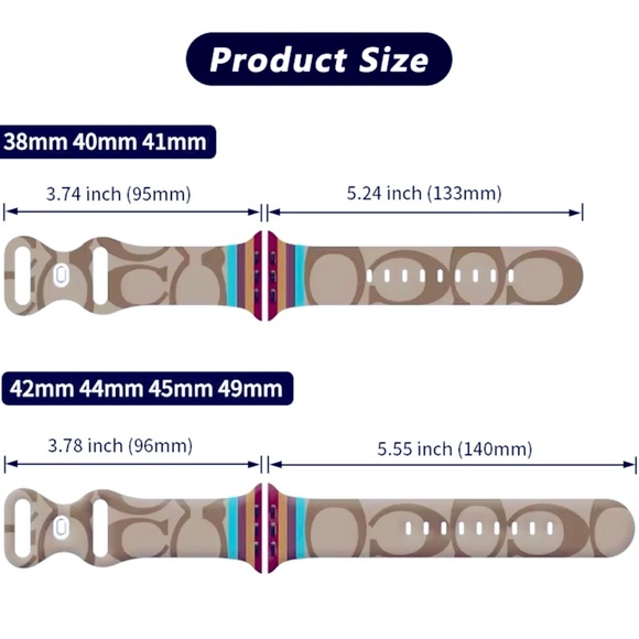 Sold! Silicone Coach Apple Watch Band Fits 42/44/45/49mm Watch straps band - Picture 5 of 5